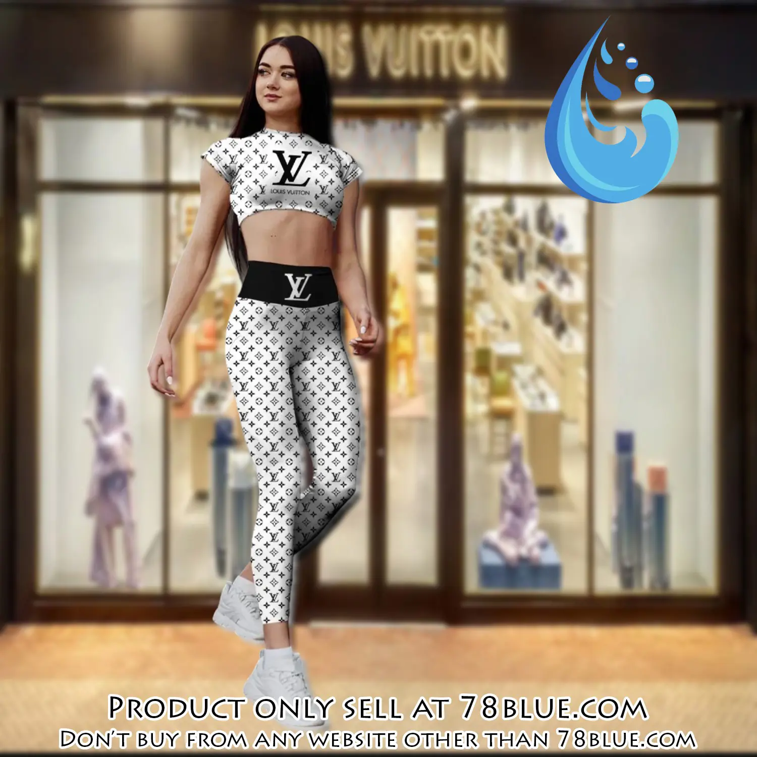 White louis vuitton sportwear combo luxury brand crop top tshirt and legging for women ctl1011 78b1443925